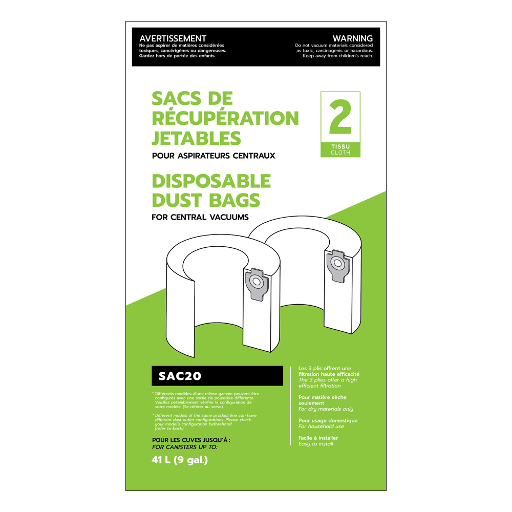 Sacs de récupération jetables pour aspirateur central