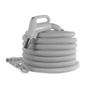 Central vacuum hose with gas pump handle and electric wire (110V/24V)